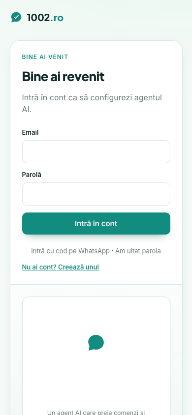 Der Anmeldebildschirm, mobile Version.