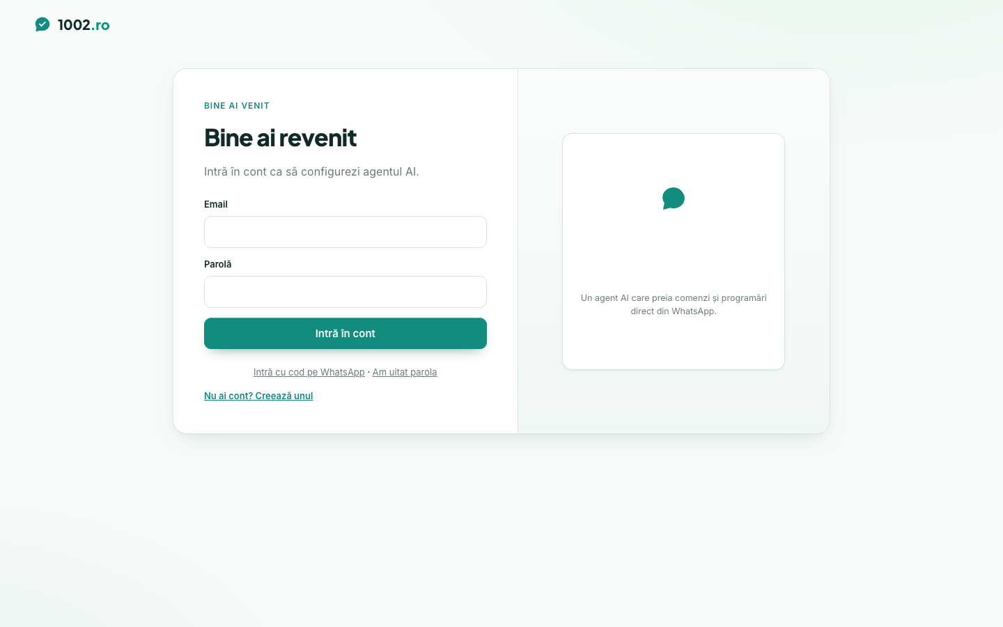 Konto-Anmeldung, mit der Option, sich direkt mit einem per WhatsApp gesendeten Code anzumelden, ohne Passwort.