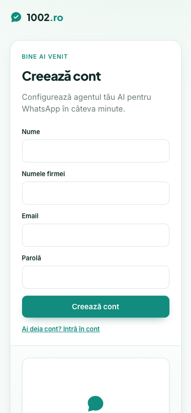 Dieselbe Kontoeinrichtung, mobile Version.