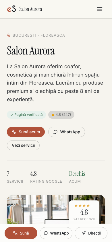 Dieselbe Beispielseite, mobile Version.