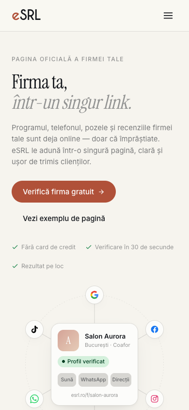 Die eSRL-Hauptseite, mobile Version.